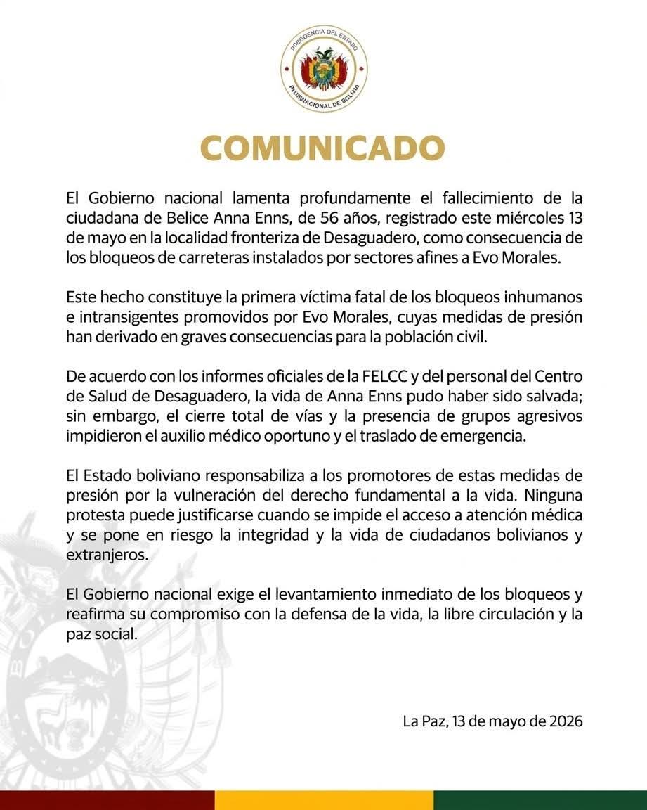 Urgente: Gobierno confirma la muerte de una turista extranjera como consecuencia del bloqueo